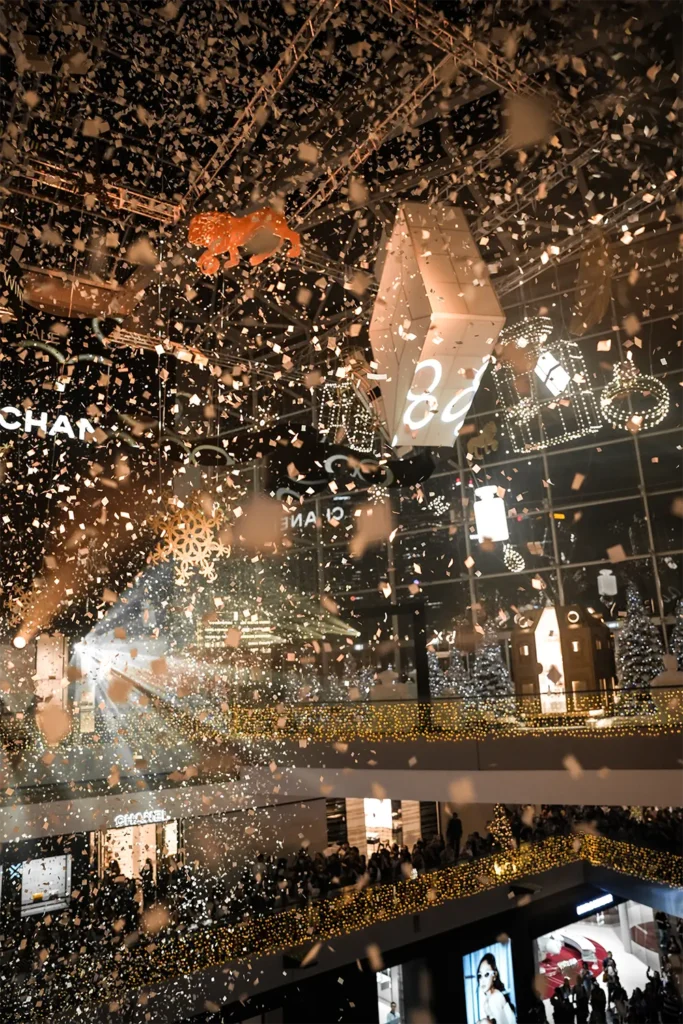 Marina Bay Sands Christmas Light-Up CHANEL Winter Tale Installation Confetti