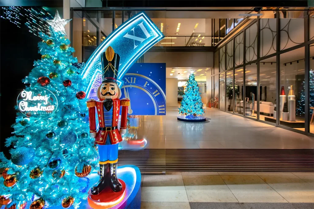 Scotts Square Festive Décor Christmas Entrance Nutcracker Night-time