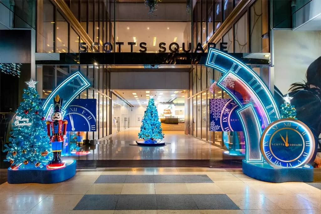 Scotts Square Festive Décor Christmas Entrance Nutcracker Night-time