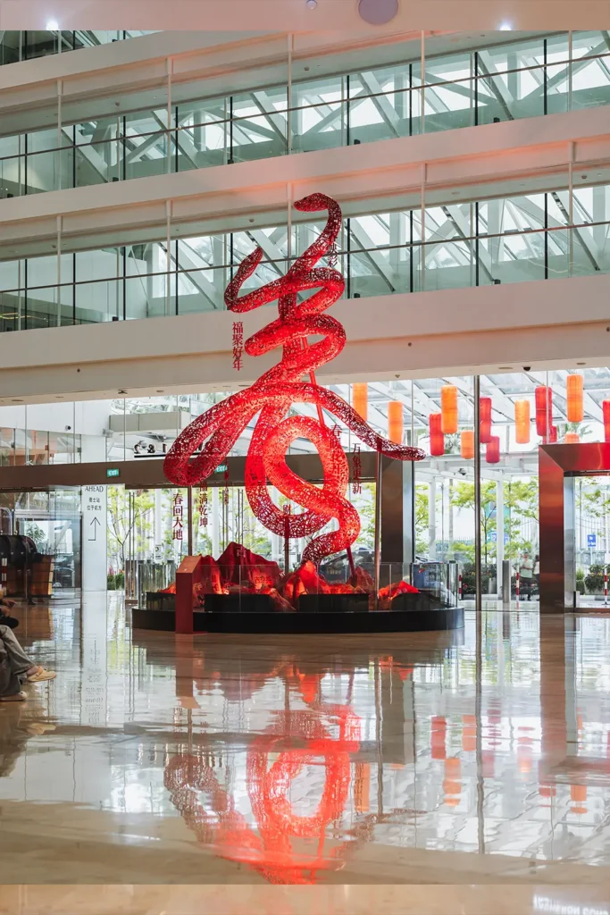 Marina Bay Sands MBS CNY LNY 2025 Chinese Lunar New Year Snake Year Installation Festive Décor Hotel Lobby