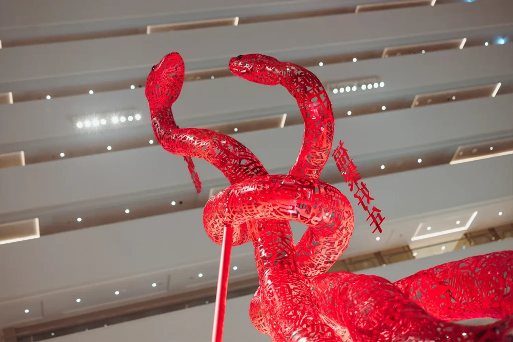 Marina Bay Sands MBS CNY LNY 2025 Chinese Lunar New Year Snake Year Installation Festive Décor Hotel Lobby