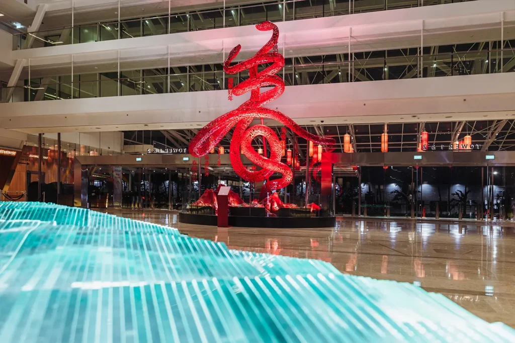 Marina Bay Sands MBS CNY LNY 2025 Chinese Lunar New Year Snake Year Installation Festive Décor Hotel Lobby