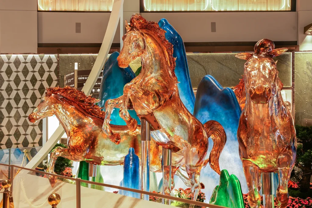 Marina Bay Sands MBS Chinese Lunar New Year CNY LNY Horse 2026 With Blazing Spirits Grand South Colonnade Nighttime